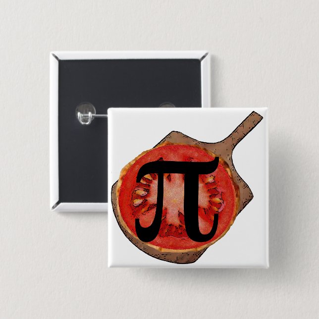 Chapa Cuadrada Italian Tomato Pi Button (Anverso y reverso)