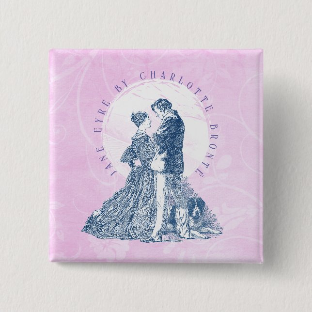 Chapa Cuadrada Jane Eyre y Edward Rochester con Pilot Pink (Anverso)