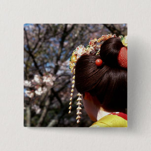 Chapa Cuadrada Japón, Kioto. Vista trasera de geisha