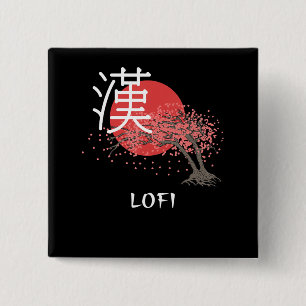 Chapa Cuadrada Japón Lofi Hip Hop Kanji Cherry Blossom Lofi