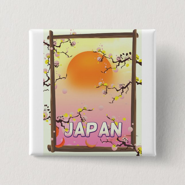 Chapa Cuadrada Jardín de flores de Japón (Anverso)