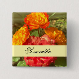 Chapa Cuadrada Jardín De Flores Rojas Y naranja