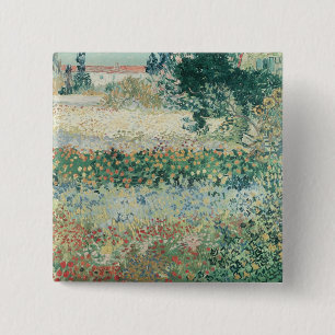Chapa Cuadrada Jardín de Vincent van Gogh el en la floración,