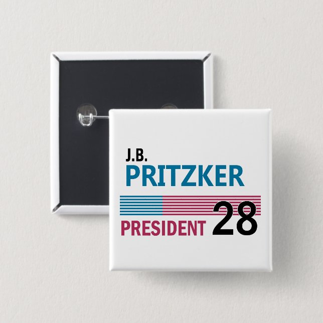 Chapa Cuadrada JB Pritzker 2028 (Anverso y reverso)