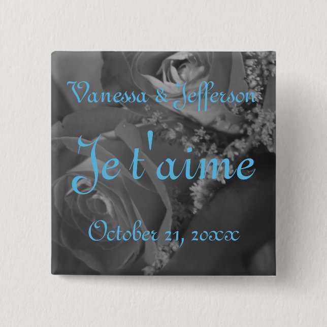 Chapa Cuadrada "Je t'aime" (francés - "Te amo"). (Anverso)