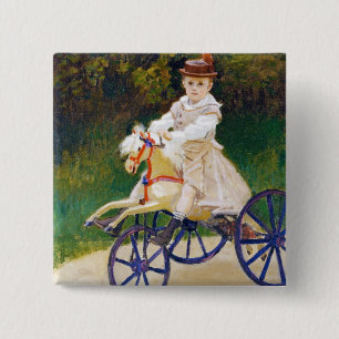 Chapa Cuadrada Jean Monet en un caballo mecánico Claude Monet