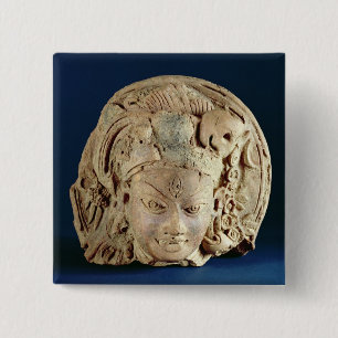 Chapa Cuadrada Jefe de Ardhanarisvara, Newal, Unnao (terracota)