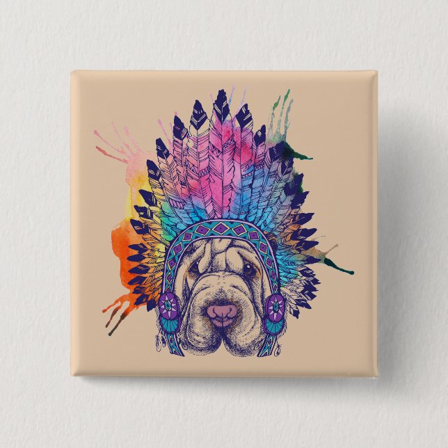 Chapa Cuadrada Jefe nativo indio de Sharpei (Anverso)