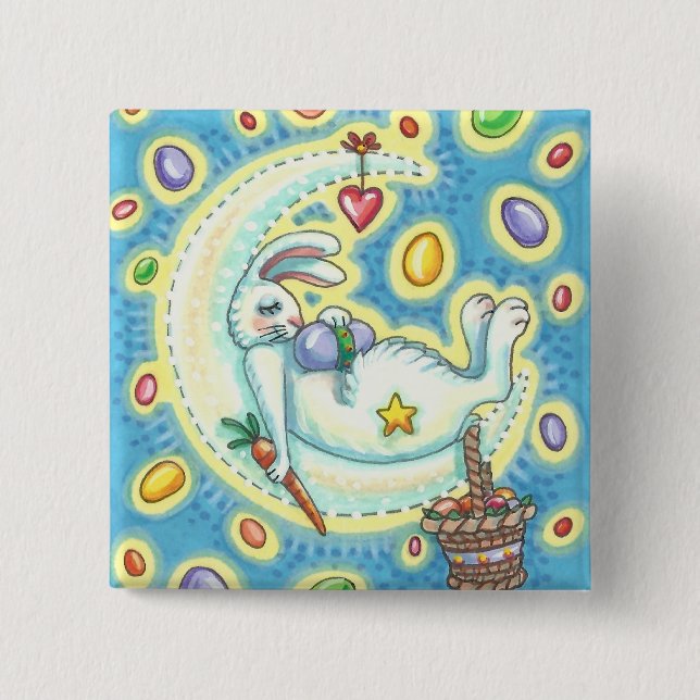 Chapa Cuadrada JELLY BEAN SUEÑOS ESTE BUNNY RABBIT BUTTON Squ (Anverso)