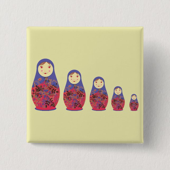 Chapa Cuadrada Jerarquización rusa/Babushka del ~ de la muñeca de (Anverso)