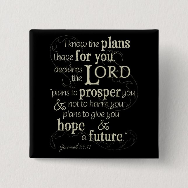 Chapa Cuadrada Jeremías 29:11 Biblia Motivadora Verse (Anverso)
