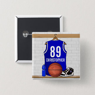Chapa Cuadrada Jersey de baloncesto blanco y azul personalizado