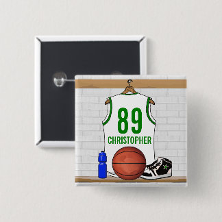 Chapa Cuadrada Jersey de baloncesto blanco y verde personalizado