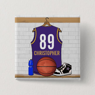 Chapa Cuadrada Jersey de baloncesto Purple y Gold personalizado