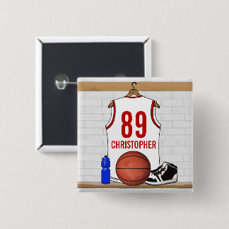Chapa Cuadrada Jersey de baloncesto rojo y blanco personalizado