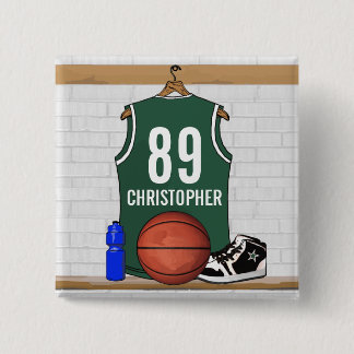 Chapa Cuadrada Jersey verde y blanco personalizado del baloncesto