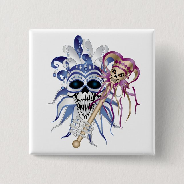 Chapa Cuadrada Jester Skull (Anverso)