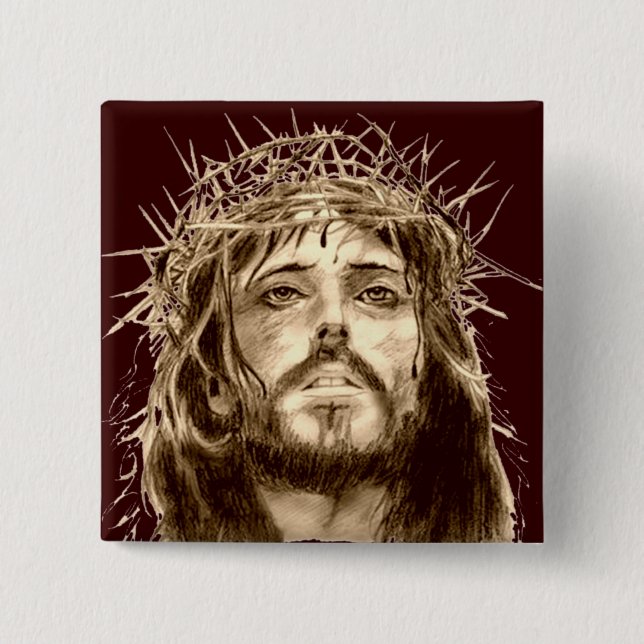 Chapa Cuadrada Jesucristo con una corona de espinas (Anverso)