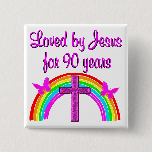 CHAPA CUADRADA JESÚS AMA EL CUMPLEAÑOS 90 (Anverso)