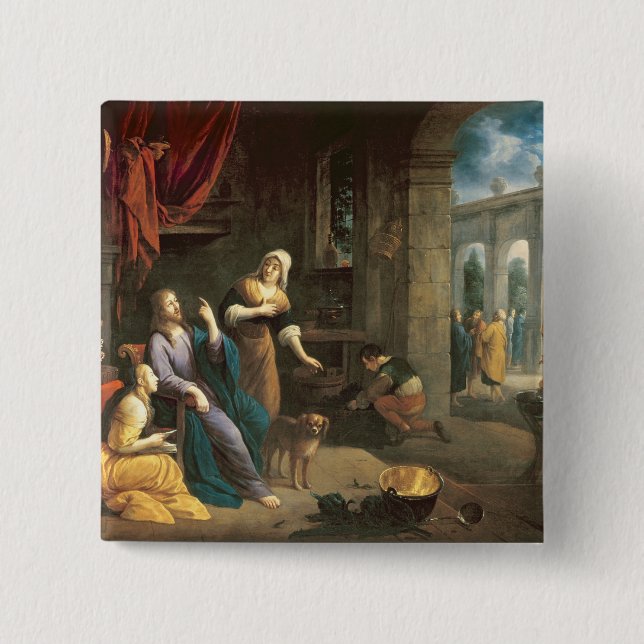 Chapa Cuadrada Jesús en el hogar de Martha y de Maria (Anverso)