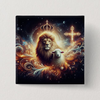 Chapa Cuadrada Jesús es el León y el Cordero