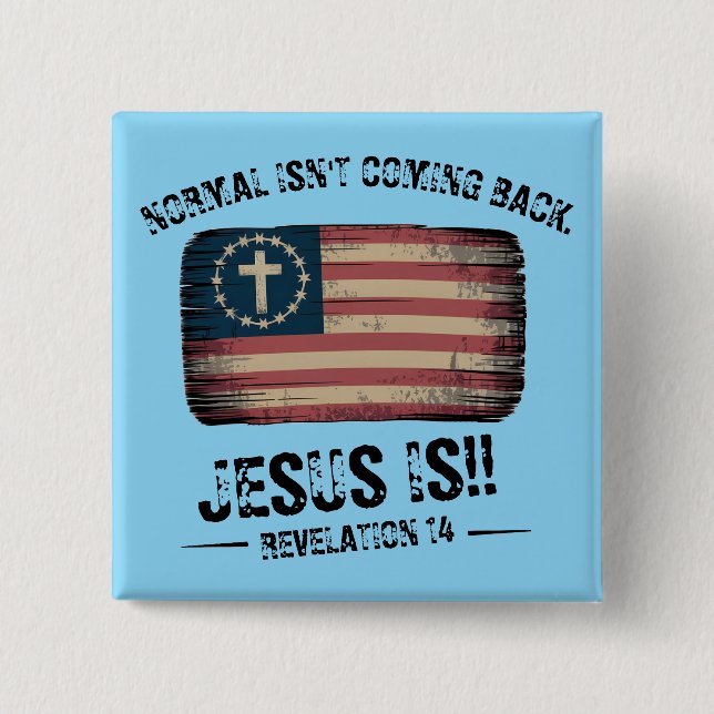 Chapa Cuadrada Jesús Está Regresando (Anverso)