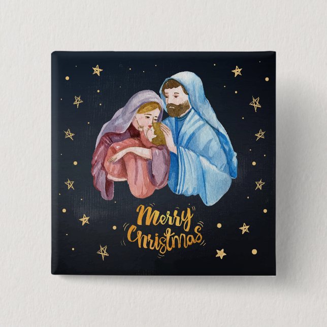Chapa Cuadrada Jesus, Mary and Joseph - Merry Christmas (Anverso)