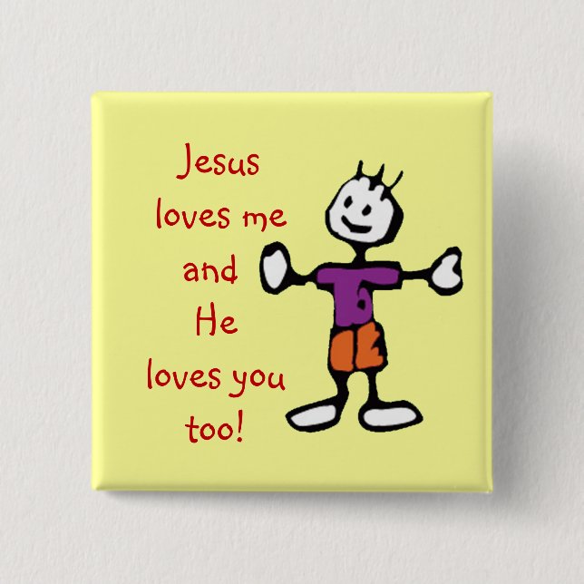 Chapa Cuadrada Jesús me ama y te ama a ti también (Anverso)