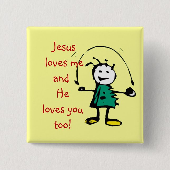 Chapa Cuadrada Jesús me ama y te ama también Chica (Anverso)