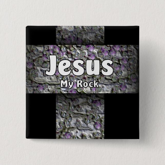 Chapa Cuadrada Jesús mi roca (Anverso)