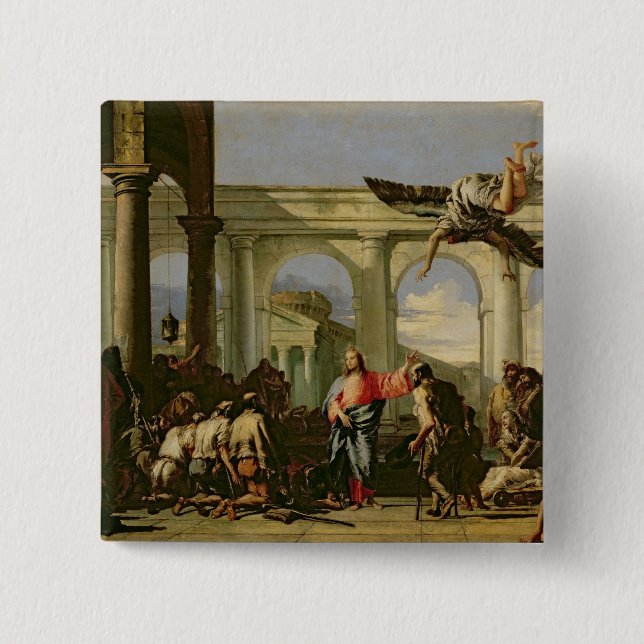 Chapa Cuadrada Jesús que cura al paralítico en la piscina (Anverso)