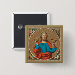 Chapa Cuadrada Jesús sosteniendo la Eucaristía (SNV 050)