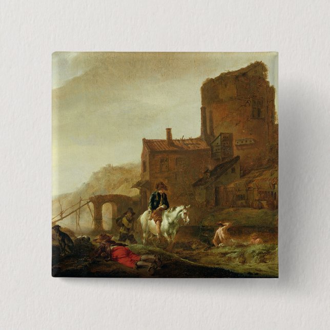 Chapa Cuadrada Jinete y bañista (Anverso)