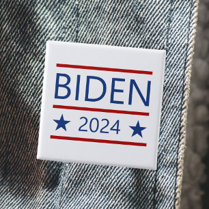 Chapa Cuadrada Joe Biden 2024 moderno con líneas rojas patriótica
