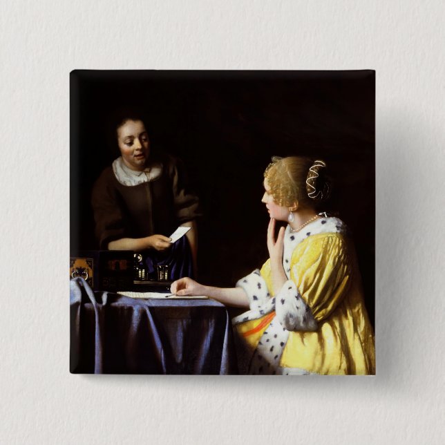 Chapa Cuadrada Johannes Vermeer, amante y empleada doméstica (Anverso)