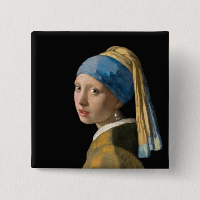 Chapa Cuadrada Johannes Vermeer, Chica de Pearl Earring (Anverso)