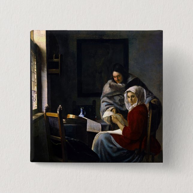 Chapa Cuadrada Johannes Vermeer - Chica interrumpida en su música (Anverso)