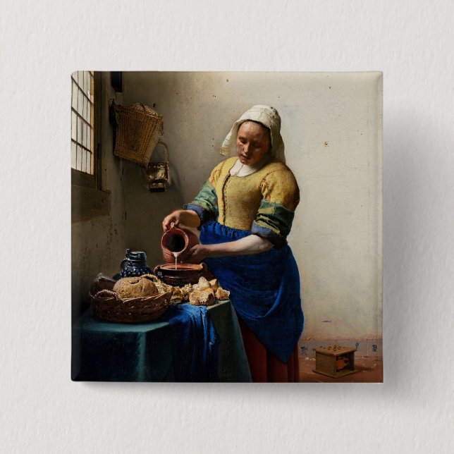 Chapa Cuadrada Johannes Vermeer - La Milkmaid (Anverso)