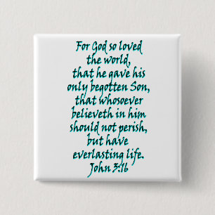 Chapa Cuadrada John 3:16 Inglés