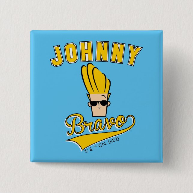 Chapa Cuadrada Johnny Bravo Collegiate Gráfico (Anverso)