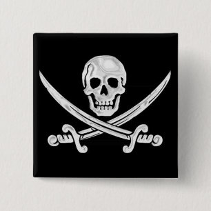 Chapa Cuadrada Jolly Roger Skull