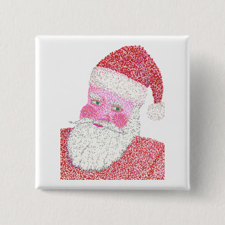 Chapa Cuadrada Jolly Santa en Pointillism, botones Navidades