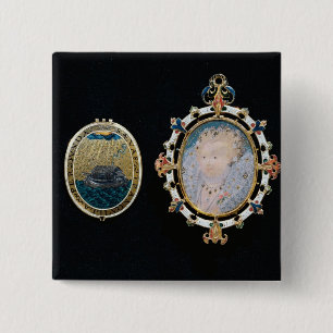 Chapa Cuadrada Joya de la armada, miniatura del enclo de la reina