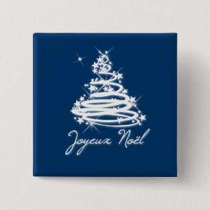 Chapa Cuadrada Joyeux Noël con el árbol de navidad