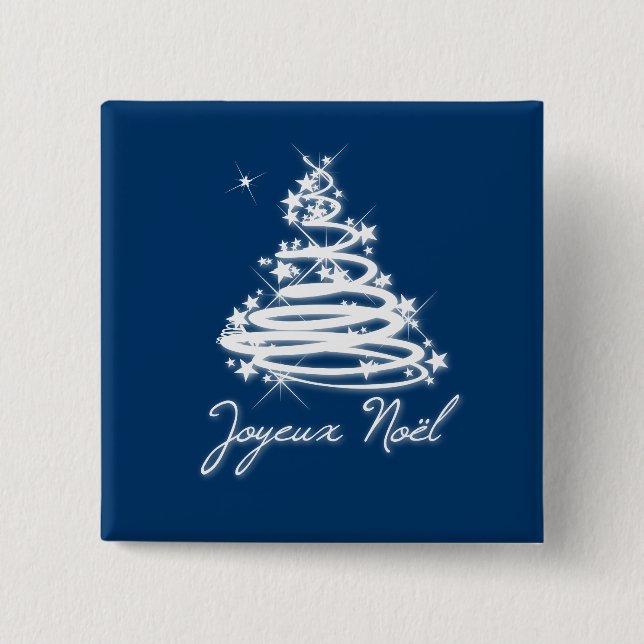 Chapa Cuadrada Joyeux Noël con el árbol de navidad (Anverso)