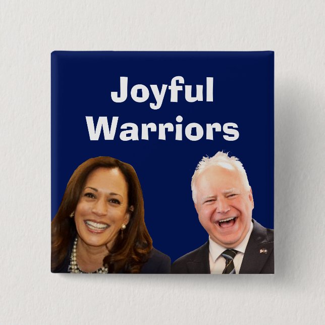 Chapa Cuadrada Joyful Warriors Harris y Walz (Anverso)
