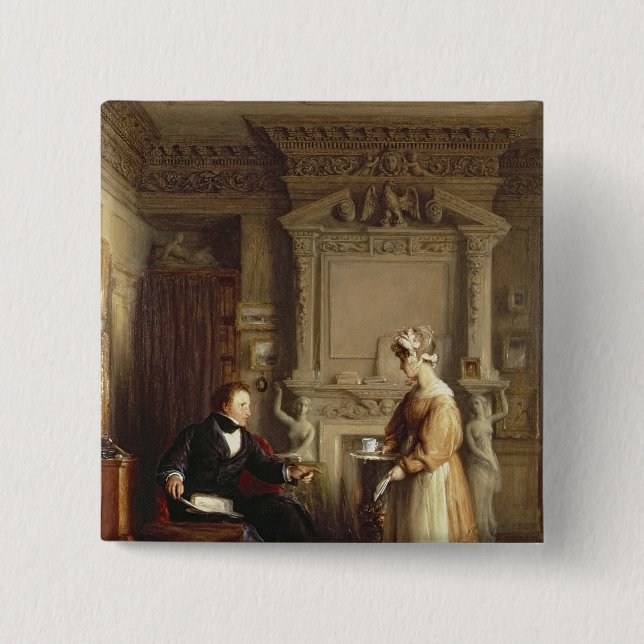 Chapa Cuadrada Juan Sheepshanks y su criada (Anverso)