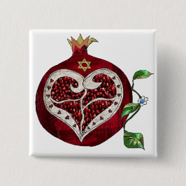 Chapa Cuadrada Judaica Pomegranate Heart Hanukkah Rosh Hashanah