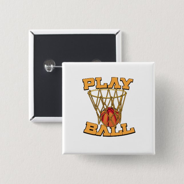 Chapa Cuadrada Juega Baloncesto. (Anverso y reverso)
