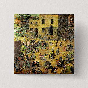 Chapa Cuadrada "Juegos infantiles" de Pieter Bruegel - 1560